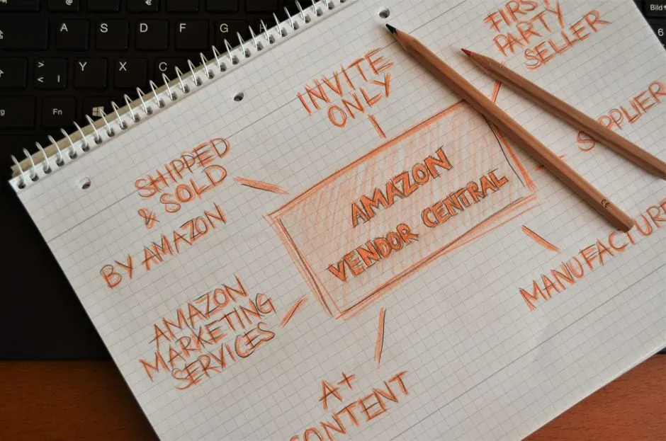 Un director de marketing digital analiza un gráfico comparativo de Amazon Vendor vs Seller Central para optimizar ventas.