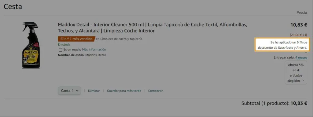 Descuento compra recurrente Amazon