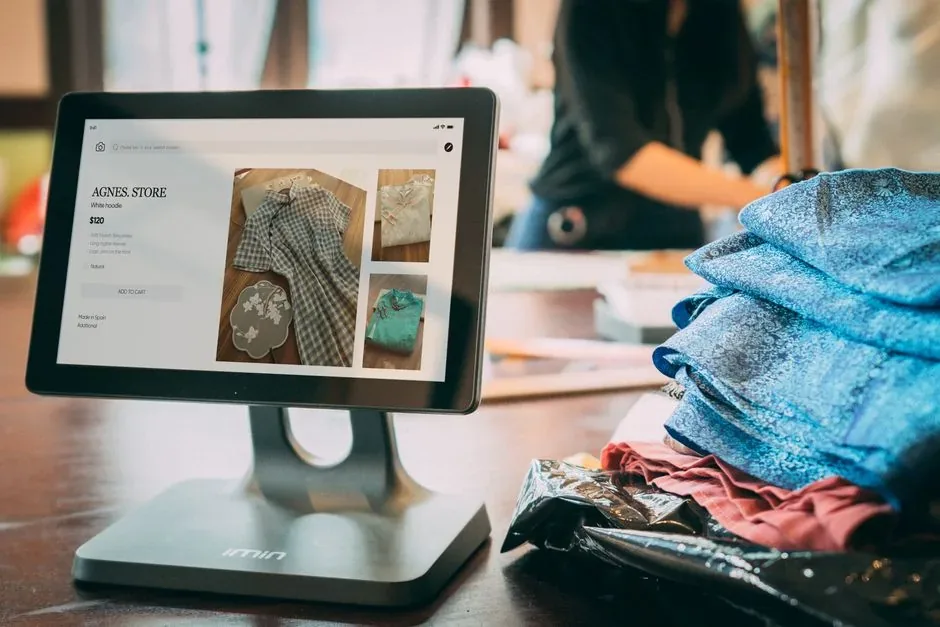 Cliente omnicanal escaneando un código QR en una tienda de store retail moderna para comparar precios online.