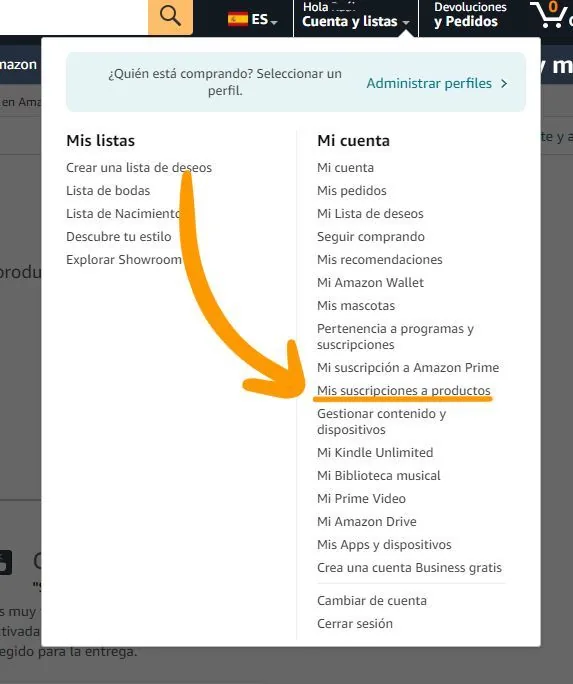 Mis suscripciones a productos en Amazon